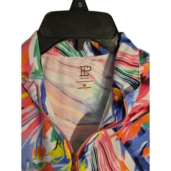 EP New York Colorful Abstract Golf Dress Womens M Sleeveless Zip Resort Dress - Picture 2 of 3